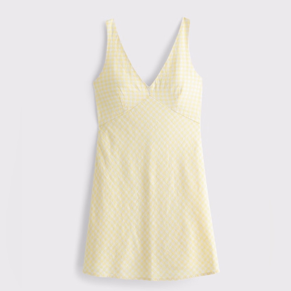 Abercrombie & Fitch V-Neck Linen-Blend Mini Dress